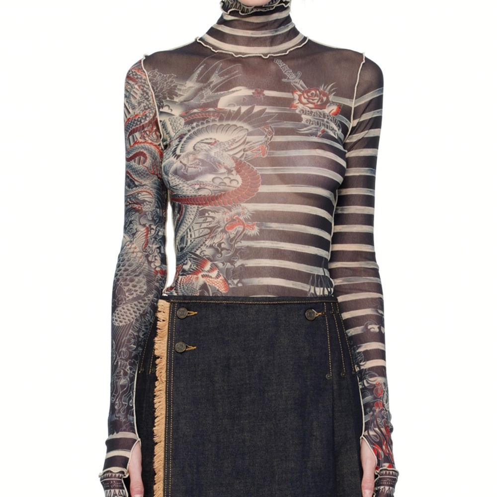Jean Paul Gaultier Love Moi Mesh Turtleneck